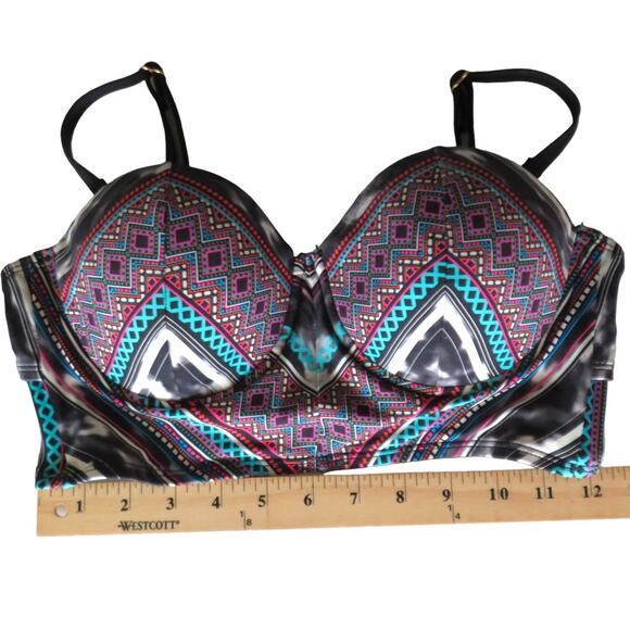 Kenneth Cole Bikini Top Bathing Suit Adj Straps Colorful Beach Summer Sz Small 4 - Picture 13 of 13